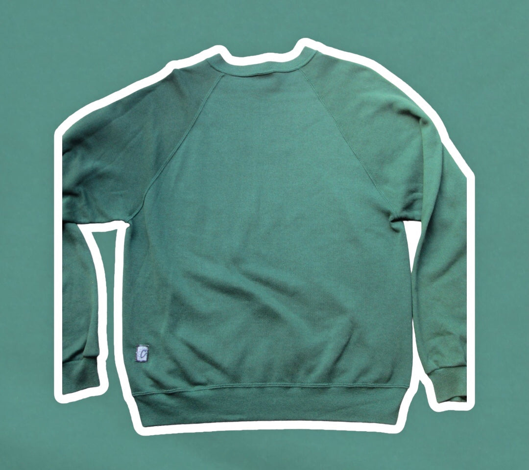 CLA Embroidered “Graff” Design Crew Neck Green on Green